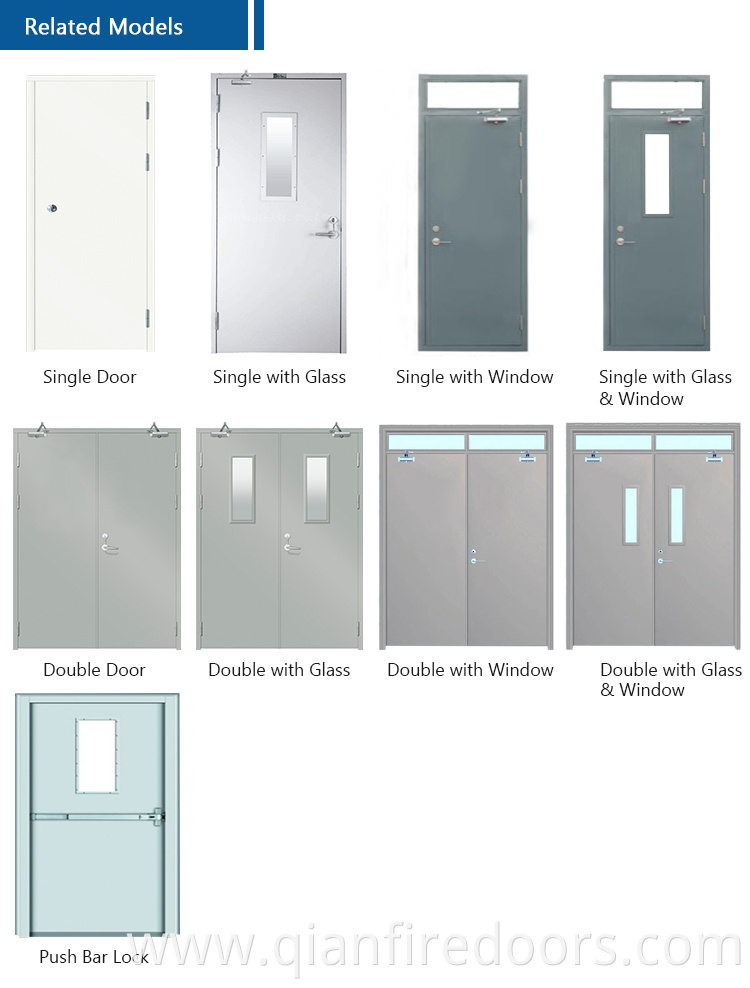 BS certified security fire rated double leaf stainless steel door